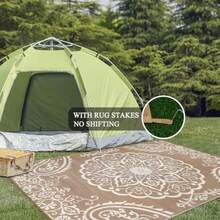 AWYYWaterproof Outdoor Rug 5x8 Reversible Plastic Straw Patio Camping Rug Indoor Outdoor RV Mat Carpet For Deck Camper Porch Balcony Backyard Picnic Boho Brown - 5x8 - View 6