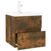 Sink Cabinet With Built-In Basin Smoked Oak Engineered Wood - Brown - View 3