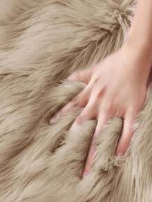 1入組實色毛茸茸地毯，現代亞克力地毯適用於臥室，房間裝飾 - 淺灰色 - 查看 5