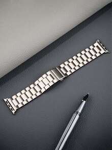 Compatible With Apple Watch Strap 1pc Starlight Color Stainless Steel Adjustable Watch Band Strap Compatible With Apple Watch Ultra 3 2 1 SE S11 10 9 8 7 6 5 4 3 2 1 Series, Fashionable Gift For Men & Women, 38mm 40mm 41mm 42mm 44mm 45mm 46mm 49mm (Watch Not Included) Men's And Women's Smart Watch Accessories For Apple Watch Band