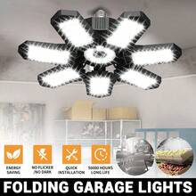 1Pack Folding Garage Light, With 7+1 Adjustable Panels LED Garage Lighting Basement Barn E26/E27 LED Lamp For Garage, 6500K Shop Light ,Workshop, Basement, Warehouse, Attic, Storage Room - 黑色-1個裝 - 查看 1