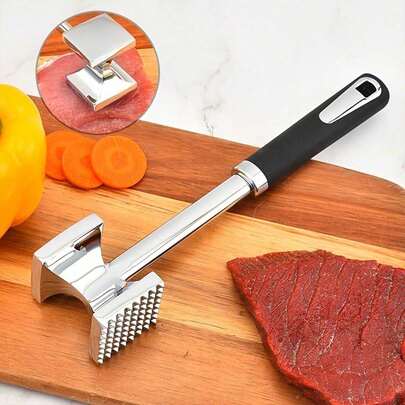 1 Piece Silver Hammer (Small Size) Double-Sided Square Meat Hammer Kitchen Tools Pork Chop Steak Hammer Western Food Utensils Meat Hammer, A Variety Of Styles Available