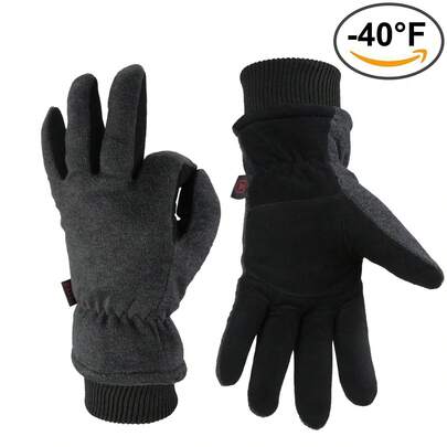 Guantes de invierno ultra suaves y cálidos hechos de gamuza dividida con aislamiento 3M Thinsulate para clima frío.