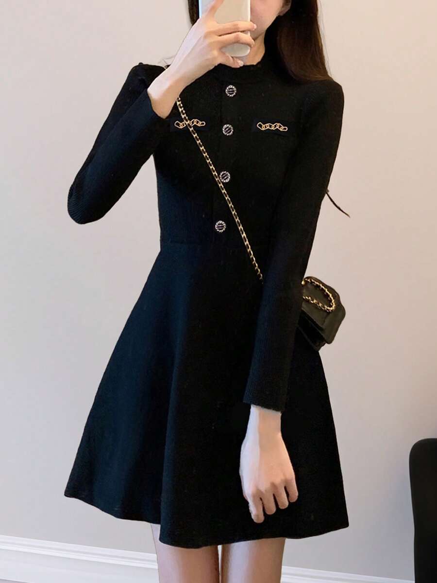 女士优雅修身针织毛衣裙