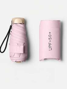 1把迷你旅行伞，可折叠，户外便携遮阳伞，防紫外线遮阳伞，带收纳袋，防晒，6根伞骨+加厚黑色防水涂层，旅行必备，适合户外、旅行、夏季防晒，防风防水