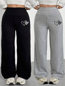 2pcs Toddler Girls' Casual Cartoon Pattern Pants - Multicolor - View 1