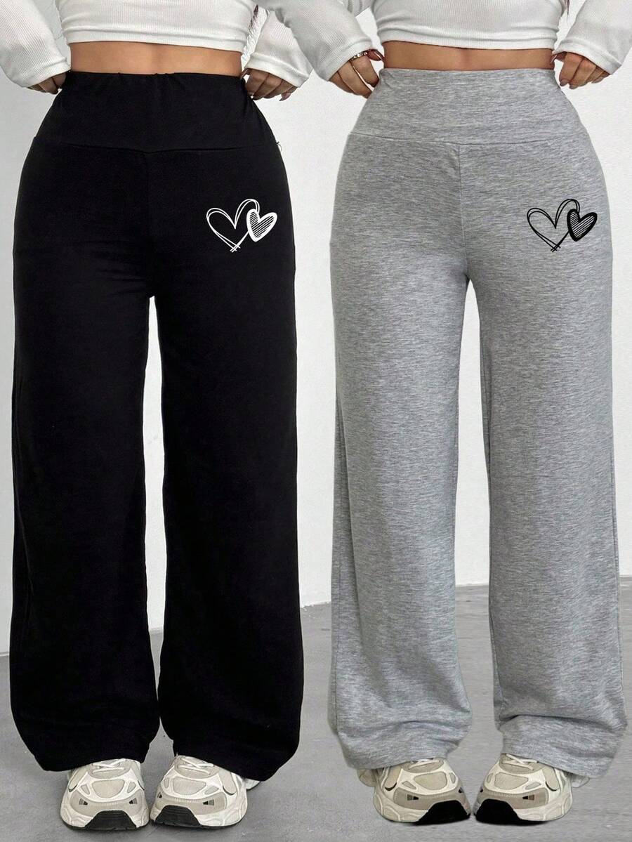 2pcs Toddler Girls' Casual Cartoon Pattern Pants - Multicolor - View 1