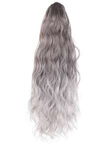 شعر مستعار اصطناعي للنساء بذيل حصان عالي مع ألوان متدرجة مبرزة، شعر طويل مجعد بنسيج موجي مائي، اكسسوارات شعر مشبك كبير لذيل الحصان والضفائر، مشابك شعر أنيقة للنساء