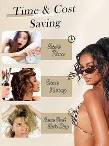 卷发马尾接发 14 英寸爪形抽绳马尾假发片 中棕色混合漂白金高马尾接发片 人造纤维 - 彩色 - 查看 9