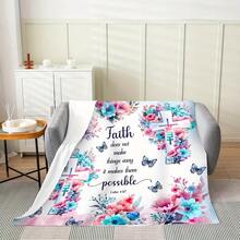 Inspirational Christian Faith Print  Blanket  ,Uplifting Scripture Quotes, Super Soft Flannel Printed  Blanket,As Birthday Gifts, Family, Wedding, Souvenir Blankets, Polyester Blankets Suitable For All Seasons, Washable, Machine Washable, Lightweight, Breathable, Comfortable, Warm, Unique, 280gsm For Him, Her Personalized Ideal Gifts For Her, Him, Family, Boyfriend, Girlfriend, Father, Family, Mother, Lover, Daughter, Son, Grandfather, Grandmother, Friend, Classmate, Pet.   Perfect Nap, Camping, Travel, Home, Daily Life, Office Decoration, Birthday, Anniversary, Valentine's Day, Thanksgiving, Christmas, Halloween, Mother's Day, Father's Day, Wedding, New Year Gifts ,Sofa,Bed,Car,Bedroom,Living Room,Office,  Outdoor Camping, Beach,Wall Decoration - 多色19 - 查看 4