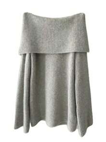 Y6Y 新款秋冬女式宽松灰色套头长袖毛衣 - 淺灰色 - 查看 7