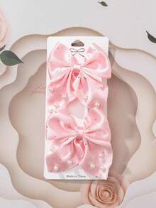 2个/套 儿童透明蝴蝶结发夹 | 珍珠装饰发饰 | 精致发夹，适合女孩婚礼/生日