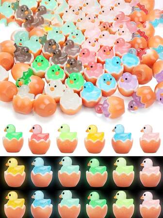 20/10个装 - 迷你蛋壳鸭，发光小鸭，小型树脂鸭，微缩动物摆件，适用于娃娃屋景观装饰和仙女花园配件