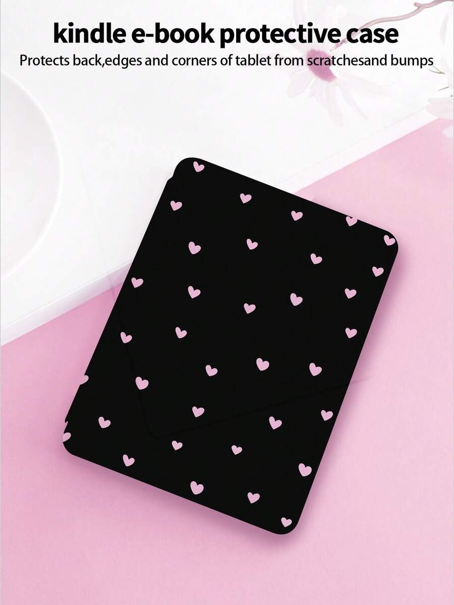 1pc Pink Heart Design Protective Case With Auto Wake/Sleep Function, Suitable For Kindle NK 11/Kindle Paperwhite 5/Kindle 2024/Kobo Libra Colour, Lightweight And Practical, Romantic Gift - Multicolor - View 1
