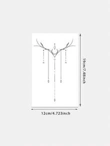1 Stück modischer geometrischer Nischen Tattoo Aufkleber für Schulter und Hals, minimalistisches abstraktes temporäres Tattoo im dunklen Stil mit feinen Linien