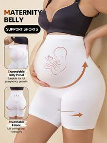 Pregnant Women's High Elasticity 5-Point Maternity Leggings - Ideal For Everyday Wear - White - View 3