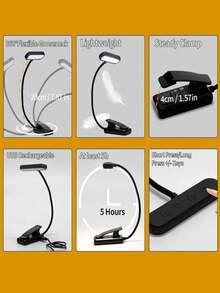 1pc White Portable Reading Light, USB Rechargeable Book Light With 3 Color Modes And Adjustable Brightness, Flexible Clip-On Design For Bedroom, Room, Reading, Study, Living Room, School