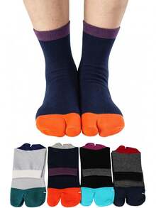 Calcetines Tabi para Hombre, Flip Flop, Dedo Dividido, Dedo Grande, Algodón, Agarre, Deportivos, Paquete de 4 - 4 colores B - Ver 1