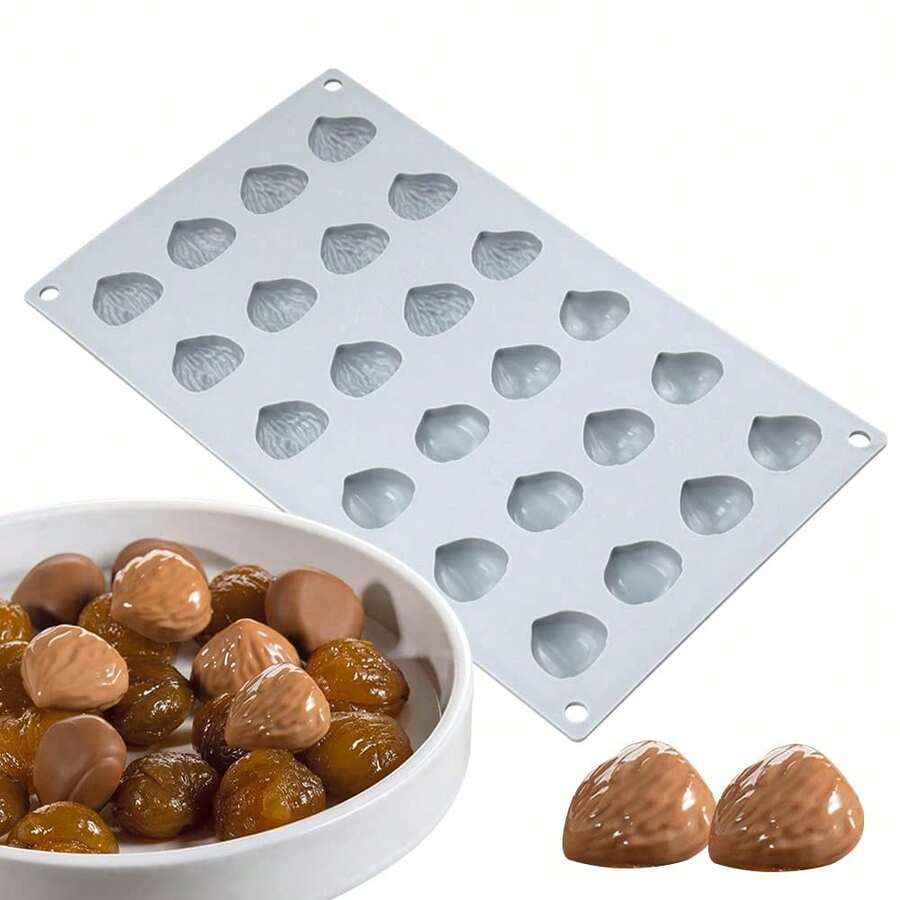 Mostsom Mini Chestnut Chocolate Mold,Silicone Molds,Small Jelly Bean,Pastry,Candy,Fondant Molds (Chestnut K),ChestnutK - 栗子樹 - 查看 1