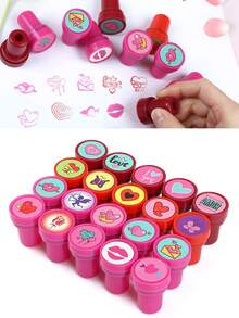 20pcs - Valentine's Day Stamp Set, Vibrant Plastic Material, 20 Different Patterns. Stamp Designs Include Hearts, Butterflies, LOVE Letters, Roses, Kisses, Etc. Ideal For Valentine's Day, Valentine's Party Favor Bags, Prizes, Christmas Stocking Stuffers, And Party Favors (Valentine's Theme). - Multicolor - View 9