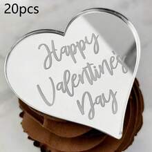 5个/10个/20个装心形亚克力情人节快乐纸杯蛋糕装饰插牌，适用于情人节派对DIY蛋糕甜点装饰用品 - 彩色 - 查看 26