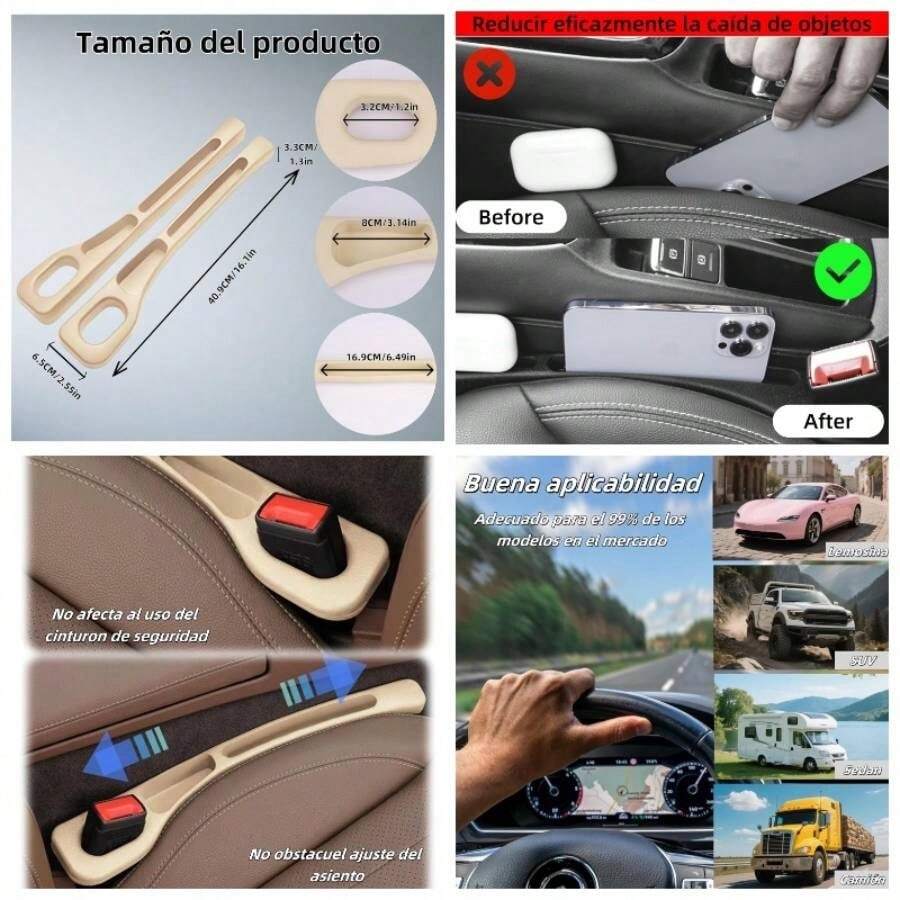 Relleno De Espacio Para Asiento De Coche, Sujeta El Telfono Mvil Y Las Llaves, 2pcs Organizador Hueco Para Auto, Fcil De Instalar Y Limpiar, Relleno Para Asiento De Coche Para Camiones Y Suv - Marfil - Ver 1