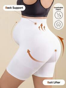 Pregnant Women's High Elasticity 5-Point Maternity Leggings - Ideal For Everyday Wear - White - View 2