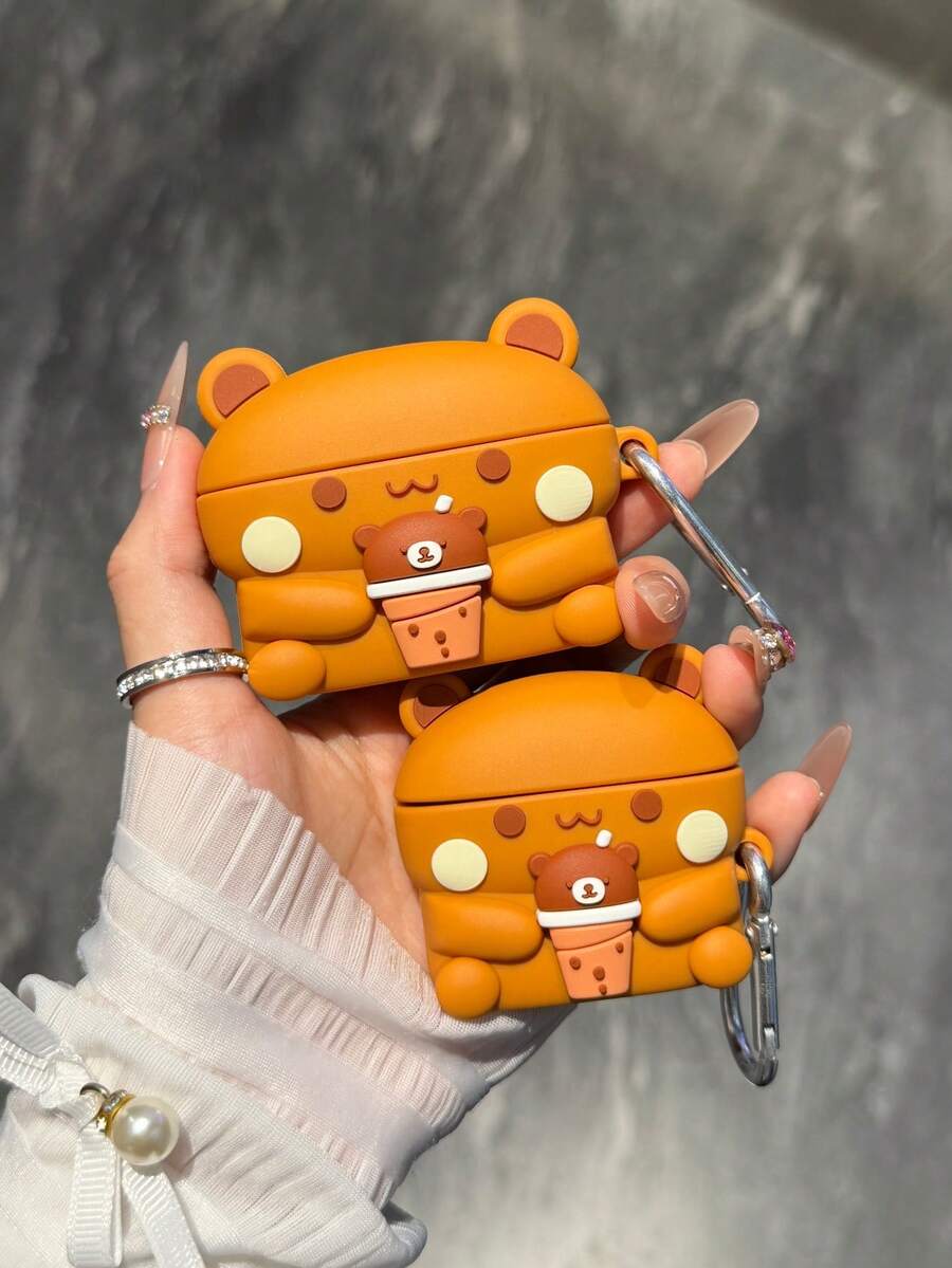 时尚可爱卡通3D熊耳耳机套 - 彩色 - 查看 1