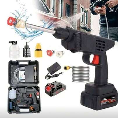 48V Pistola de Lavado de Alta Presión Portátil(1 Batería), Motor de Cobre Puro, Lavadora A Presión EléCtrica InaláMbrica Pistola, Hidrolavadora con Manguera 5m,para Lavar Coches,Pisos,Riego de Jardín