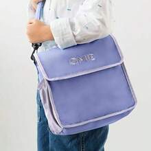 Omielife - Bolsa de almuerzo – lavable, plegable, duradera, resistente agua, con bolsillo interior y soporte externo para botellas, Purple(default) - Multicolor - Ver 3
