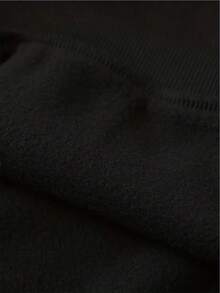 Sudadera con lema y estampado de ola con bolsillo canguro y cordón - Negro - Ver 7