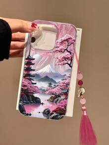 山水花卉水彩画半透明手机壳，配中国风吊坠，高端时尚，兼容 16/16 Pro Max、 15、 15 Pro Max、P13、P14、P11、P12、XS、XR、7/8、S2、S23 Ultra、A14、A15、A50、A12、A32、A52、A72、A51、A21S、A13、A14、S22 Ultra、S23、A33、A53、S20 FE、小米13、小米15等机型，防水防震防摔防刮，国际版，非国内版。 - 彩色 - 查看 2