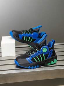1 Pair Kids' Basketball Shoes, Outdoor Sports Shoes, Casual Shoes, Comfortable New Fashion Colorblock Breathable Mesh - Blue - View 3