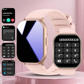 PEJE Smartklocka för kvinnor och män, TFT-skärm, herrklocka för kvinnor, silikonarmband, vattentät och dammtät enligt IP68, multifunktionell smartklocka med trådlösa samtal, fjärrkontroll, lämplig för utomhussporter, hemliv, vardagsresor, lätt mini-smartklocka, enkel att bära, herrklocka för dam, julklapp/födelsedagspresent, stöder Android- och Apple-system.