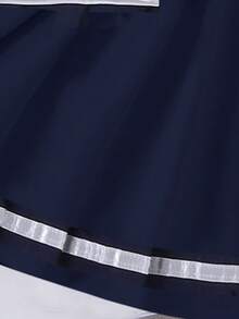 女童撞色蝴蝶结印花Polo背心和百褶迷你裙套装 - 白色 - 查看 6