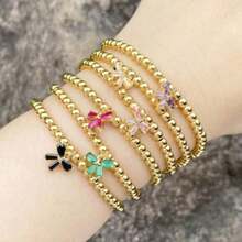 Pulsera de Oro para Mujer, Pulsera de Perlas Doradas, Lazo Zirconia Cúbica Brillante, Personalidad Retro, Delicada Brazalete Ajustable, Regalo de Joyería Aniversario y Cumpleaños para Mujer(Plata) - Multicolor - Ver 7