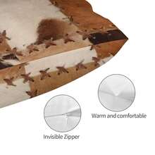 Cow Fur Lumbar Throw Pillow Covers 12x20 Set Of 2 Cowhide Short Pl 11ush Pillows Case Western Farm Animal Skin Plaid Grid Cowboy Rectangle Cushion Cover Decorative Pillowcases For Couch Bed,20inchx12inch(Packof2),BrwonBeige - 棕褐色 - 查看 4