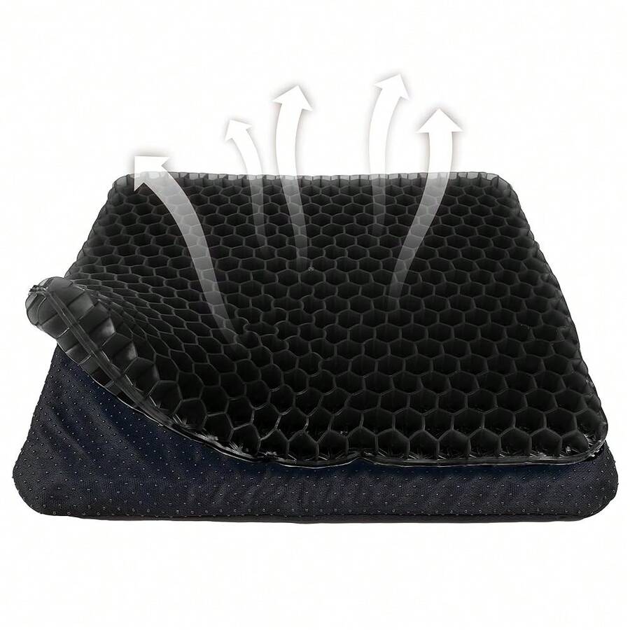Yimiyaa Gel Seat Cushion, Double Thick Egg Gel Cushion For Pressure Pain Relief, Breathable Wheelchair Cushion Chair Pads For Car Seat Office Chair Black,Black - 黑色 - 查看 1