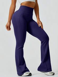 1pc High Waist Flare Elastic Ribbed Waist Belt, Slimming Design, Suitable For Dancing - Navy Blue - View 2