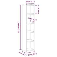 vidaXL 2 Stk. Betongraue CD-Regale | 21x16x93,5 cm Holzwerkstoff - Praktisches Hochregal für CDs/Schallplatten - Grau - Übersicht 3