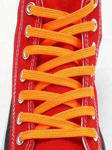 1 Pair Orange Hollow Flat Woven Shoelaces, Suitable For Skate Shoes, Sneakers, Casual Shoes - Orange - View 6