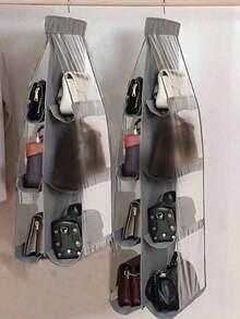 1pc, 6/8 Pockets Hanging Purse Handbag Organizer Clear Hanging Shelf Bag Collection Storage Holder Purse Bag Wardrobe Closet Space Saving Organizers - Multicolor - View 2