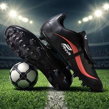 全新足球鞋一双，推荐青少年、学生穿着，适用于比赛和训练，低帮设计，长钉，防滑，适用于AG、FG、软地、真草场地，可用于比赛和训练，系带，男士足球鞋，高帮，专业足球鞋，厂家直销 - 黑色 - 查看 6