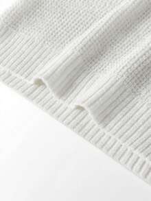 GRDR Men's Casual Jacquard Knit Crew Neck Long Sleeve Sweater - White - View 4