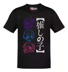 Oshi No Ko Ai Aqua Ruby Chibi Anime T-Shirt With White Letters - màu đen - Xem 1