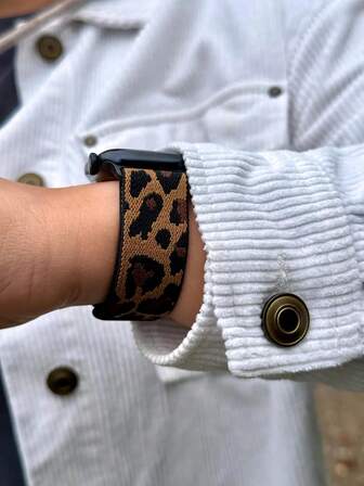 1PC Leopard Print Nylon Women's Watchbands Compatible With IWatch 49mm 46mm 45mm 44mm 42mm 41mm 40mm 38mm,Fashion Smart Watch Strap Compatible With Apple Watch Series Ultra 3/2/1 11 10 9 8 7 SE3 6 5 4 3 2 1,Replacement Watch Strap Accessories With Stylish Leopard Pattern,Soft Textured Sport Band For Casual Outfits Styles,Perfect Birthday Gifts Back To School Gifts For Women Girls