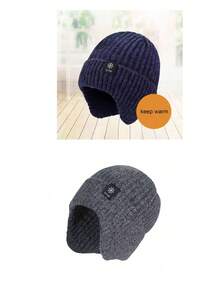 男士秋冬保暖针织帽，带保暖内衬和护耳设计 - 加厚隔热头带，适合老年人、中年爸爸和爷爷 - 黑色，父亲节礼物，送给丈夫、爸爸、爷爷和外公的礼物 - 彩色 - 查看 15