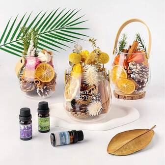 1 Pack Of 5/10/15/20/30pcs Artificial Hanging Vines, Dried Flowers, Cinnamon, Star Anise, Green Lemon, Yellow Lemon, Orange Slices, Suitable For Crafts, DIY, Fragrance, Decoration