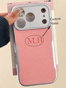 Capa de Telefone de Couro Sintético Personalizada com Letra de Nome Gravada, Compatível com iPhone 17 Pro Max, 17 Pro, 17, 16, 15, 14, 13, 12, 11 Pro Max Plus, Capa Protetora de Câmera