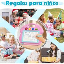 ¡RecomendadoKTMOUW Pizarron Magico Tablero de Dibujo Magnético de Color 4 Colores con 4 Formas de Sellos y Bolígrafo Conector de 7 cm Juguetes Educativos Pizarra Magica Rosa¡Top de Temporada - Azul - Ver 4